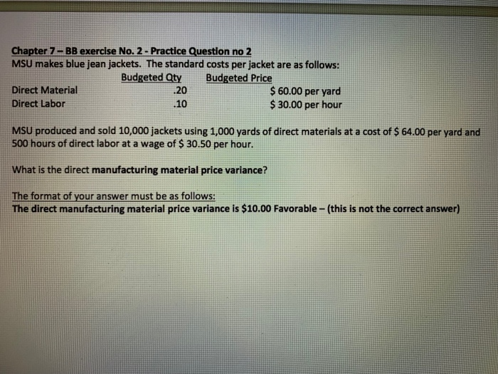  Chapter 7- BB exercise No. 2-Practice Question no 2 MSU makes
