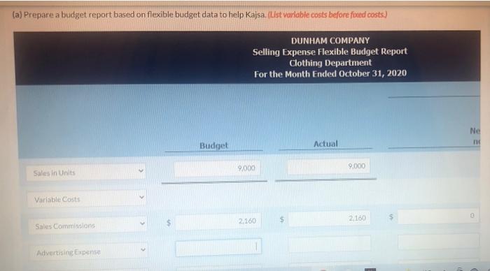 of Dunham Company for the month of October DUNHAM COMPANY Clothing Department