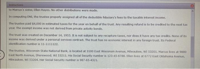 2019 fiduciary income tax return (Form 1041) for the Green Trust. In