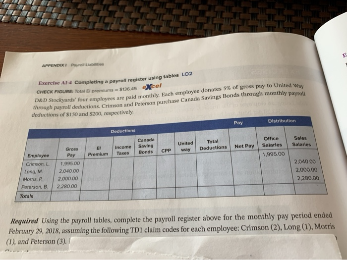 tables LO2 CHECK FIGURE: Total El premiums = $136.45 eXcel D&D Stockyards'