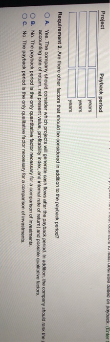 the projects from most desirable to least desirable based o 2. Are