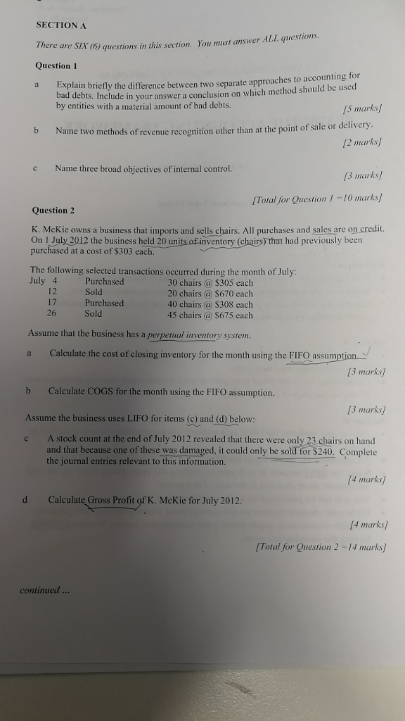 SECTION A There are S/X (6) questions in this section. You