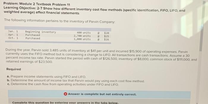  Problem: Module 2 Textbook Problem 11 Learning Objective: 2-7 Show how