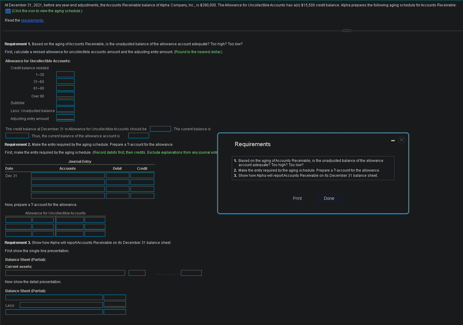 (Click the icon to view the aging schedule) Read the requirements.