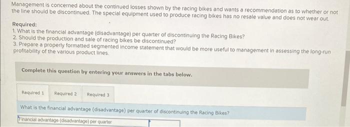 Cycle Company manufactures three types of bicycles-a dirt bike, a mountain bike,