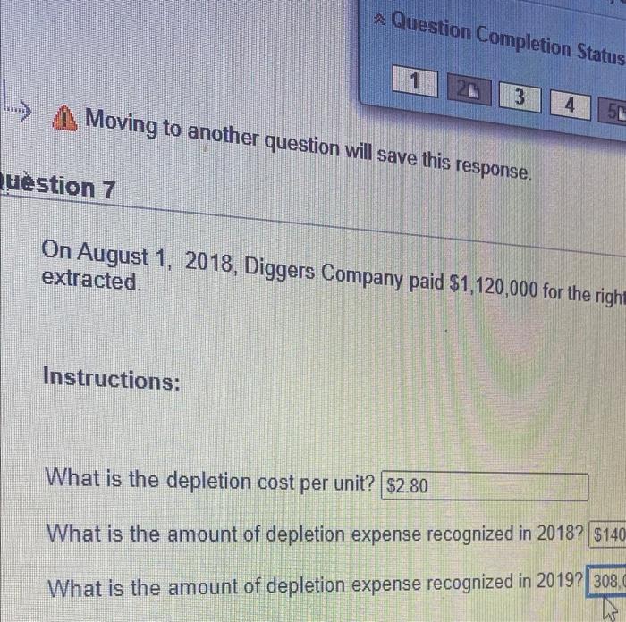  Question Completion Status 1 3 4 50 Moving to another question