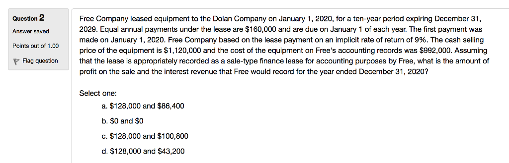 I need help solving this question please 2 Free Company leased equipment