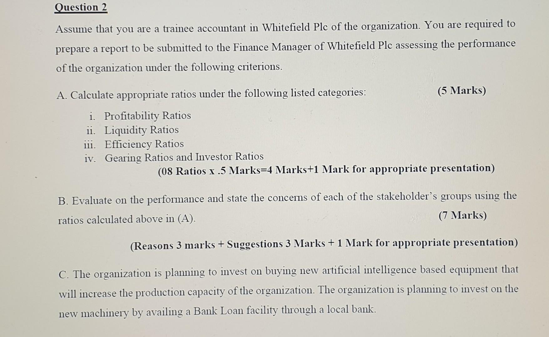 a report analyzing the financial statements of the organization to assess the