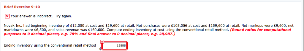 Brief Exercise 9-10 Your answer is incorrect. Try again. Novak Inc.