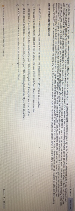  4 points FIN3610, Inc., is planning to set up a new