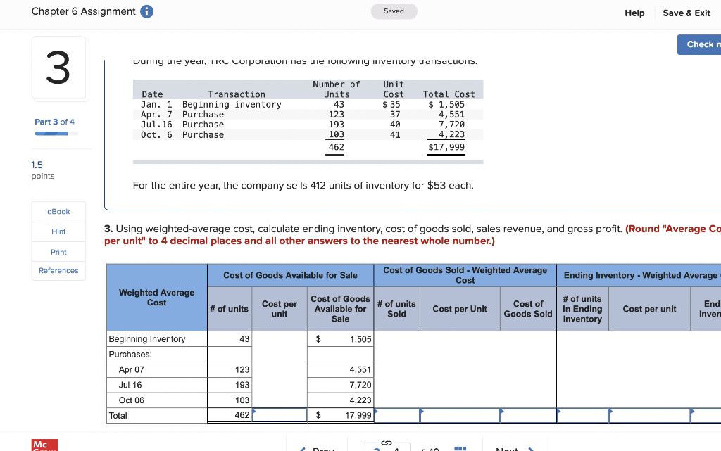  Chapter 6 Assignment Saved Help Save & Exit Check 3 vury