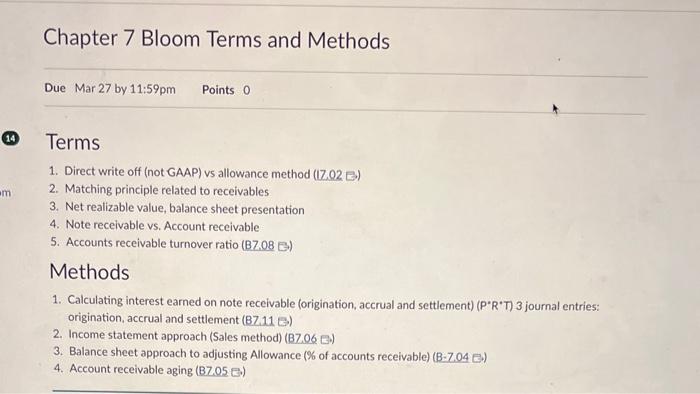 Terms and Methods Terms 1. Direct write off (not GAAP) vs allowance