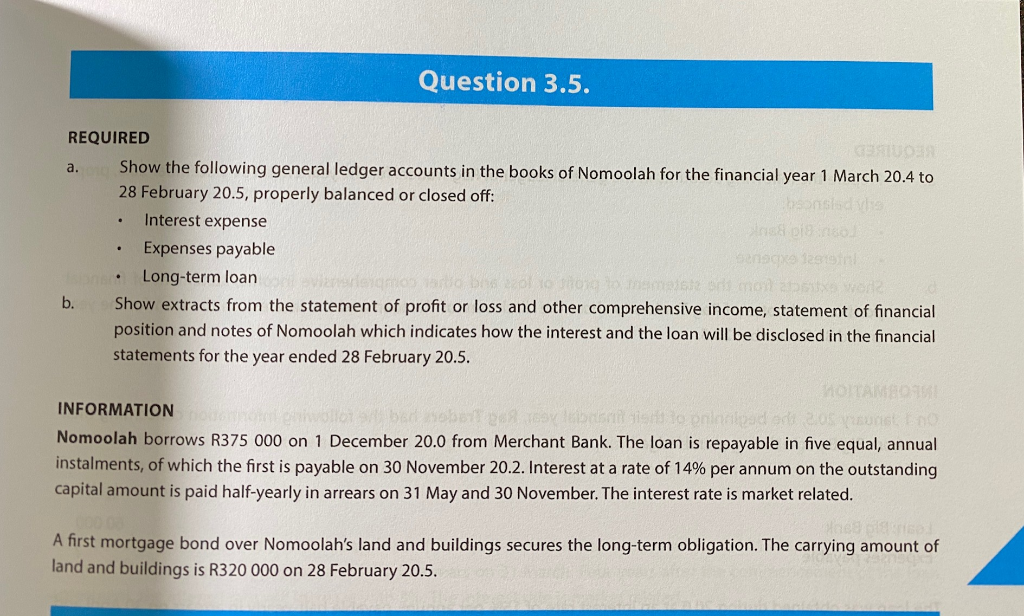 Can you please help me to complete this question ? Question 3.5.