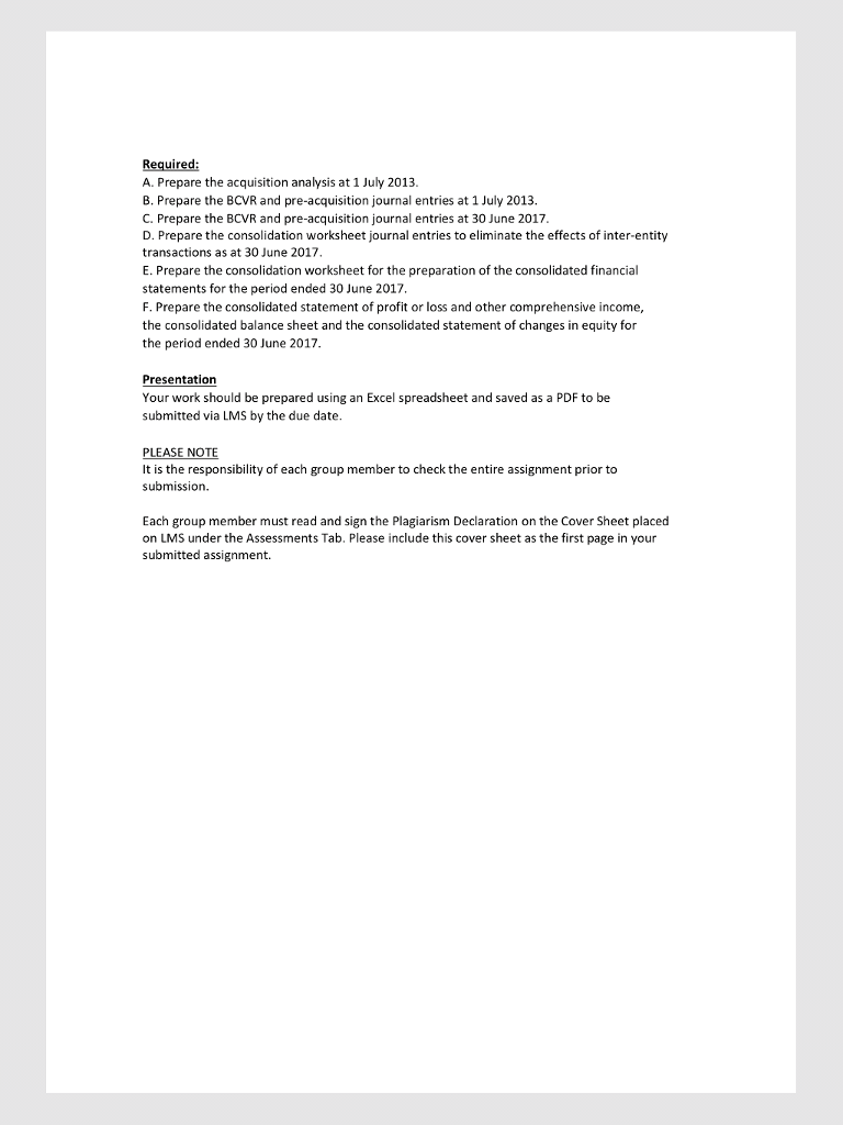 Please prepare using an Excel spreadsheet Prepare the acquisition analysis at 1