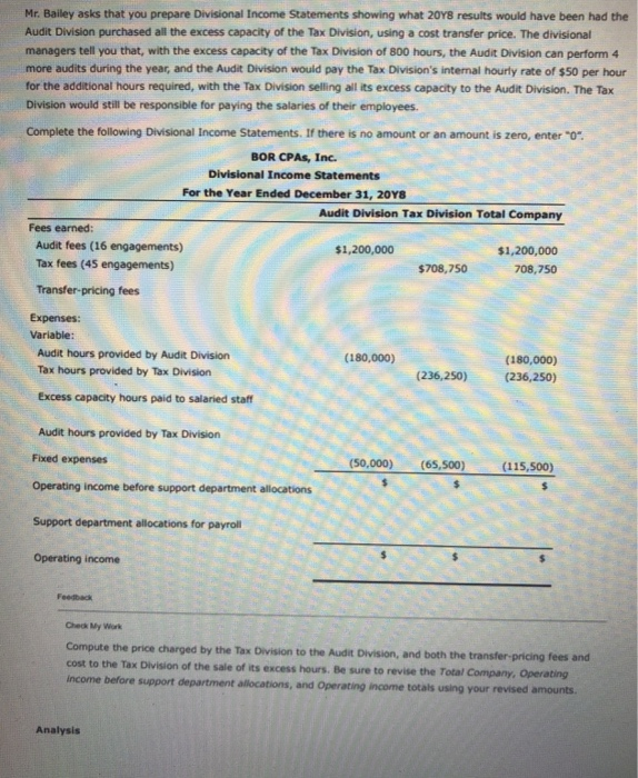 provide tax services to both individuals and businesses. The corporation is divided