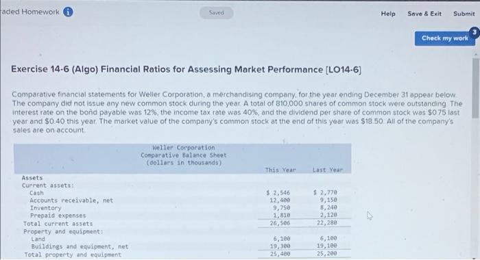  aded Homework Saved Help Save & Exit Submit Check my work