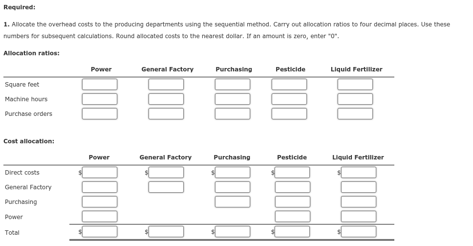manufactures both pesticide and liquid fertilizer, with each product manufactured in separate