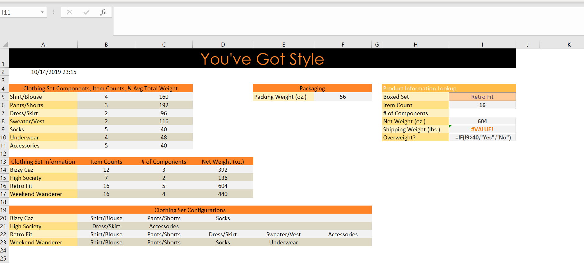  In cell I9, create a formula without using a function that