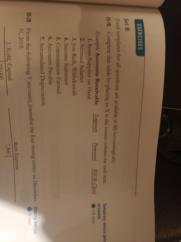  Please show and explain all steps EXERCISES Set B Temporary versus