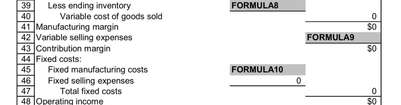 Actual production in units Sales in units Sales price per unit Variable