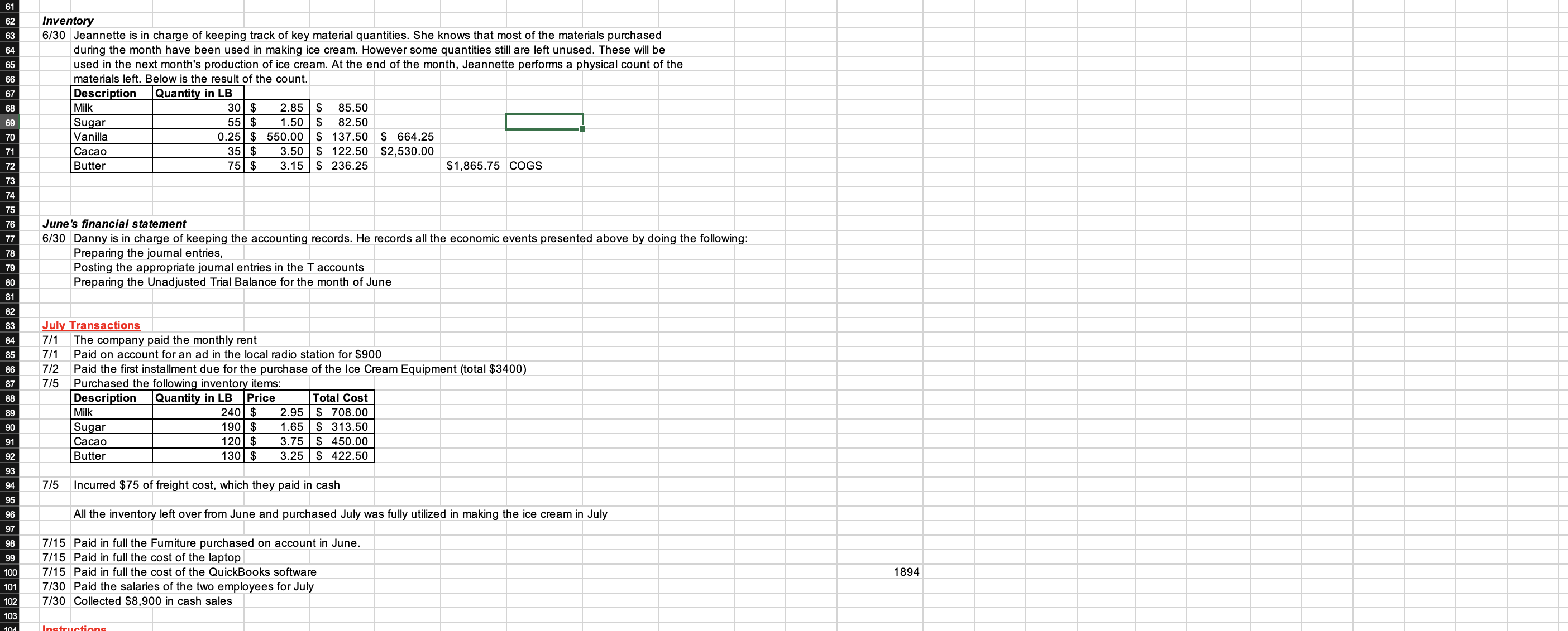 I need help converting these transactions into T accounts. 6/30 Jeannette is