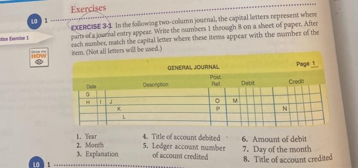  Exercises LO 1 tice Exercise 1 EXERCISE 3-1 In the following
