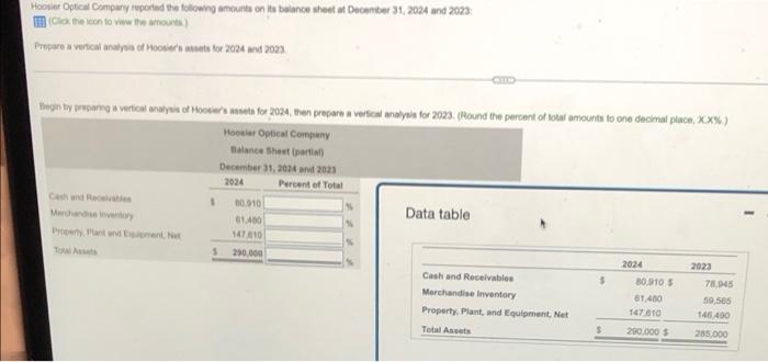 on its comparative Income statement Click the loon to view the data.)