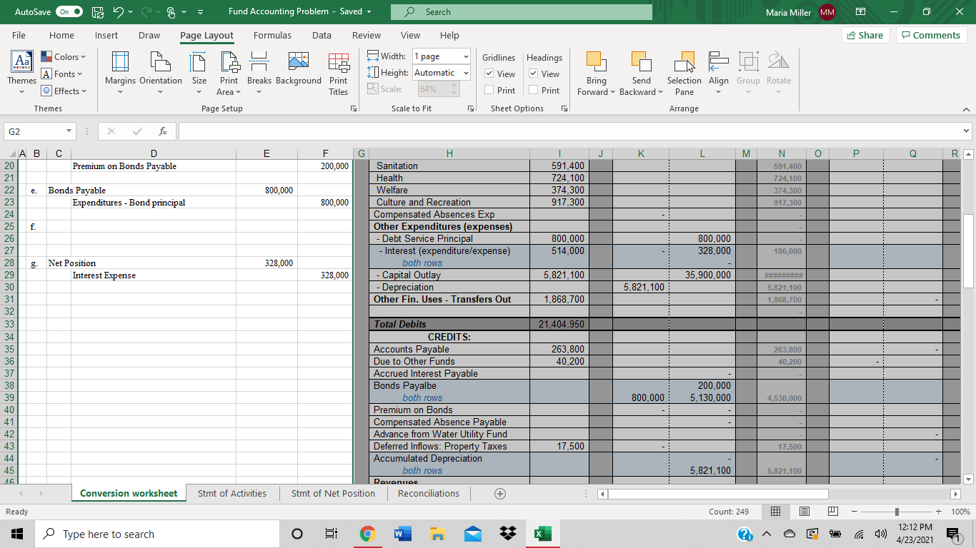 items. Identify each adjustment by the letter used in the problem: Record