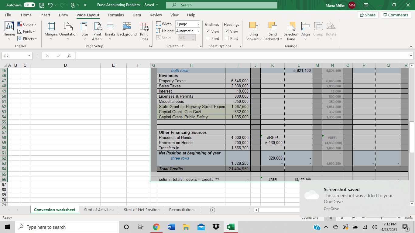 the January 1, 2020 balances of general fixed asset and related accumulated