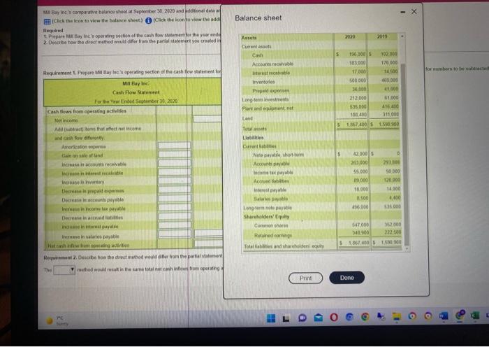 balance sheet September 30, 2020 and soldate Click the icon to view