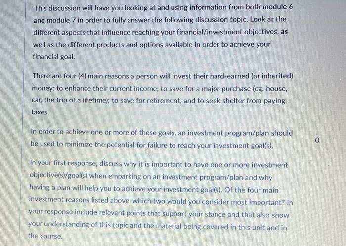  module 6 7 is nothingits aa clss discuss This discussion will