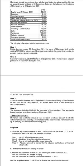 i need help with a part here Homemart a small converience stare