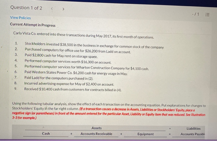 Acct 101 please answer all if yoh can! Question 1 of 2