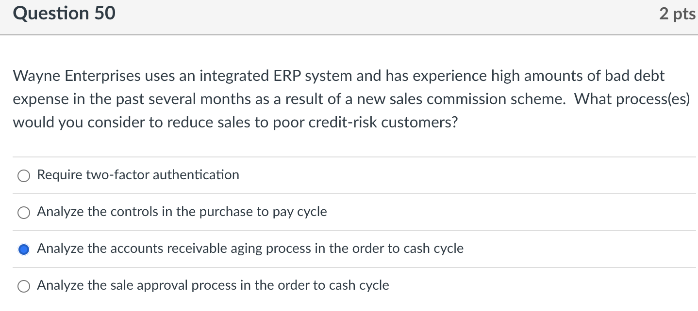 Wayne Enterprises uses an integrated ERP system and has experience high