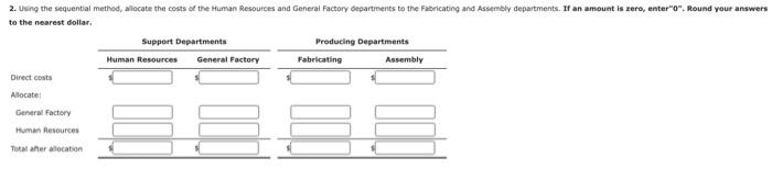 two sepport departments, Human Peseurces and General Factory, and two profucing separtments,