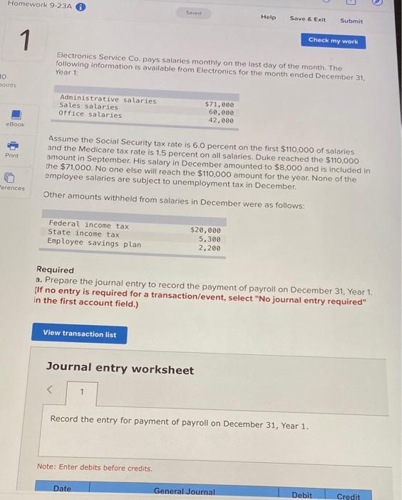 can you plesse answer these for me please ? Homework 9-23A >