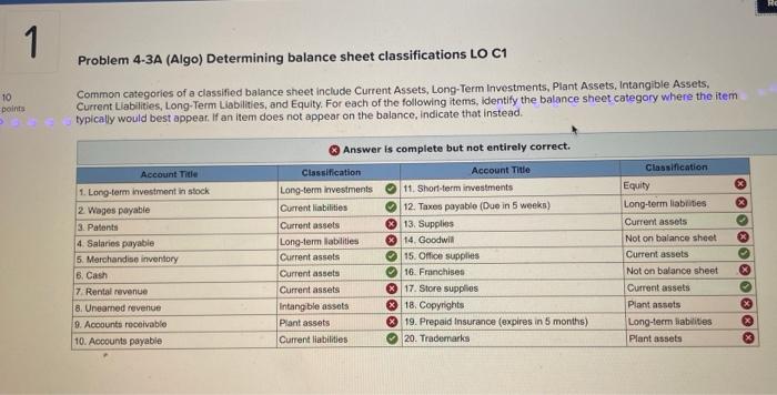need help. options are in the question description. Problem 4-3A (Algo) Determining
