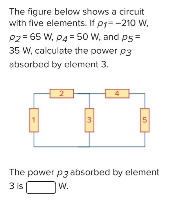  The figure below shows a circuit with five elements. If p1=