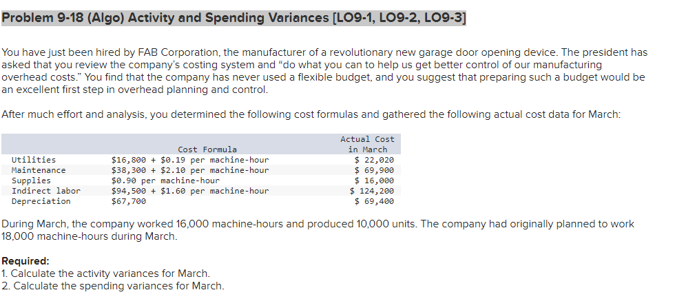 Problem 9-23 (Algo) Critiquing a Cost Report; Preparing a Performance Report