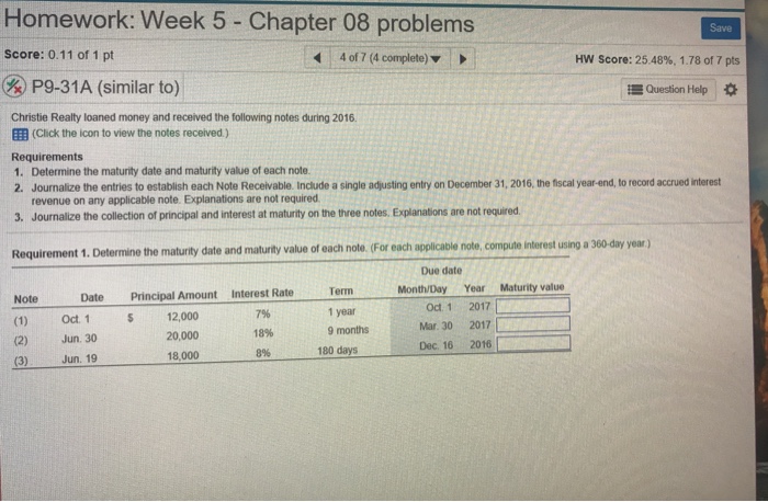  Homework: Week 5 - Chapter 08 problems score: 0.11 of 1