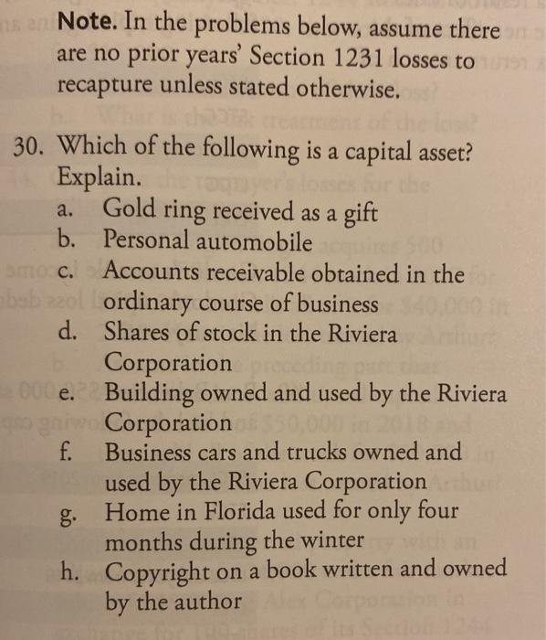  Note. In the problems below, assume there are no prior years'