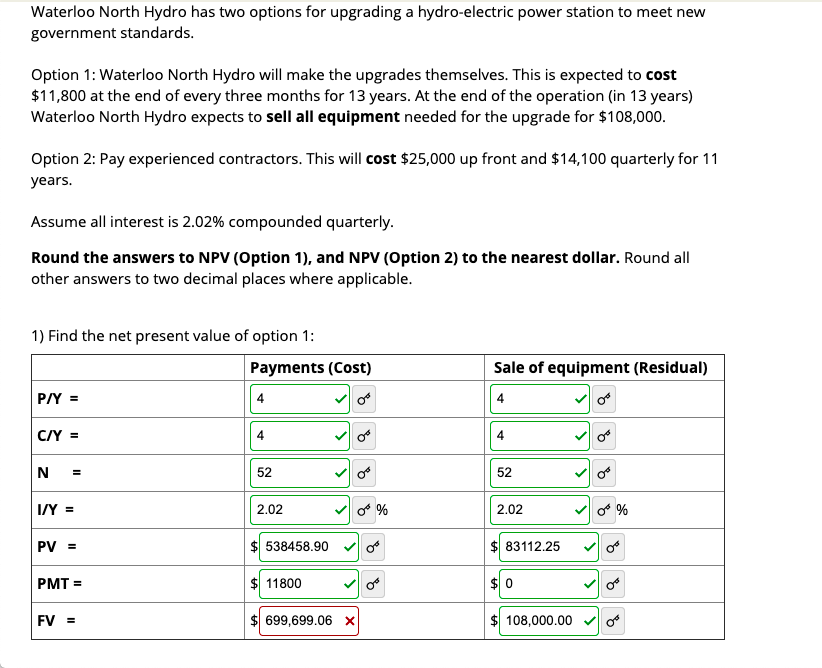  Waterloo North Hydro has two options for upgrading a hydro-electric power