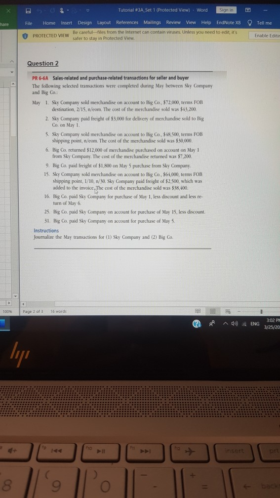  X Tutorial #3A_Set 1 (Protected View) - Word Sign in -