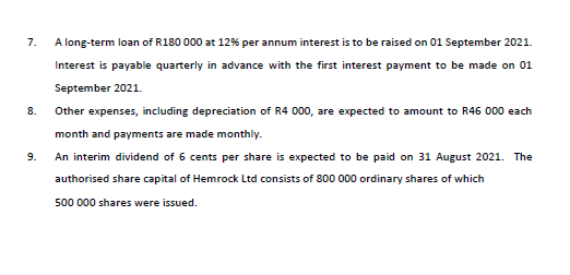 to prepare the following for Hemrock Ltd for August and September 2021.