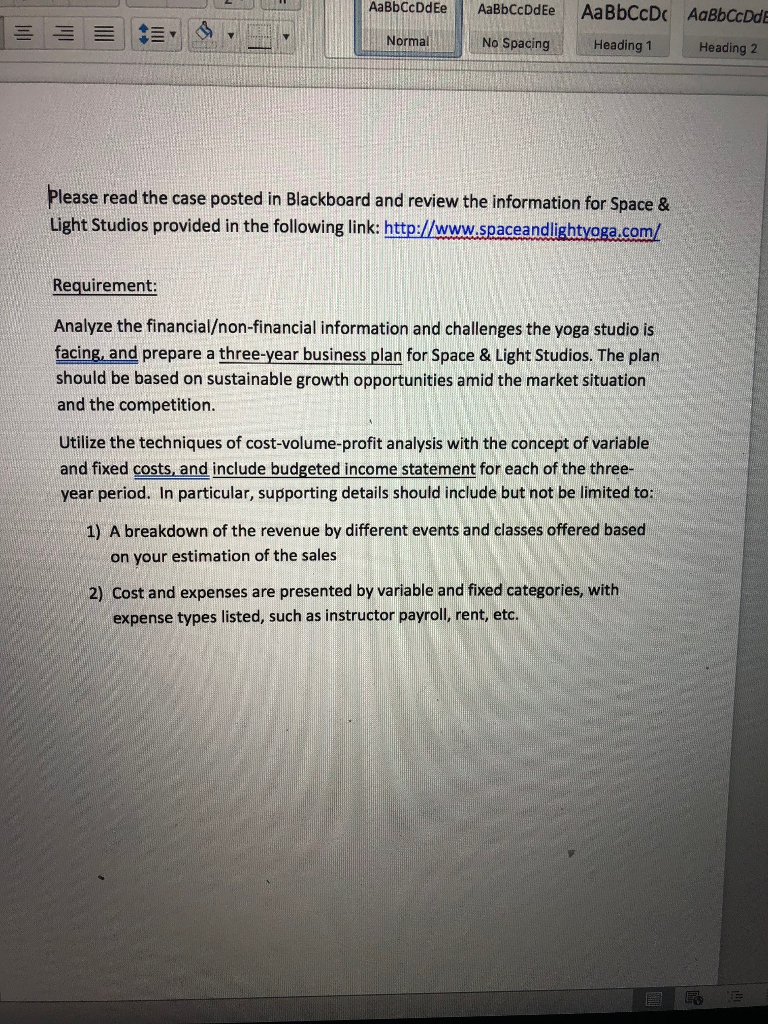 I need help with the case analysis space and light studios cost