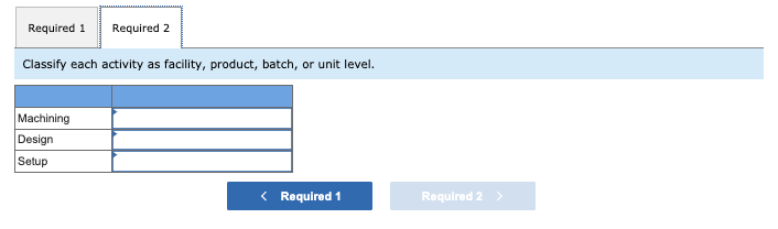 uses three activity cost pools. Each pool has a cost driver. Information