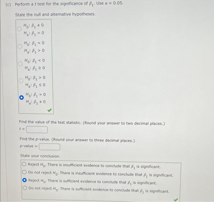 estimated regression equation based on 10 observations was presented. ISB2 9 =