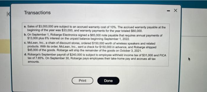 Robarge Electronics' balance sheet at September 30,2021. Solect the balance sheet acoounts,