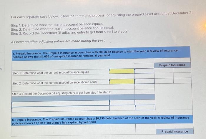  For each separate case below, follow the three step process for