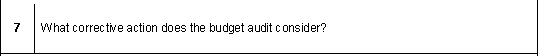  What corrective action does the budget audit consider